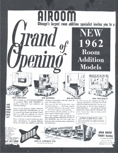 Image of a newspaper clipping of an old Airoom advertisement