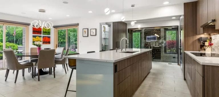 Kitchen With Dining Area and Large Windows