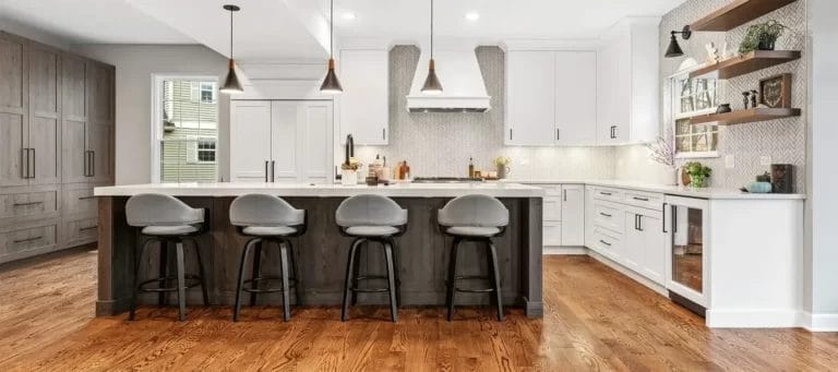 Kitchen With Island and Bar Stools