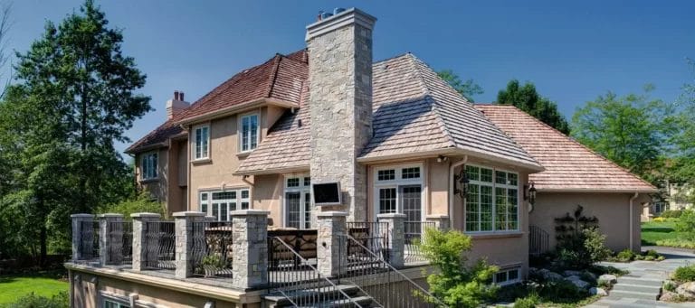 Residential Home With Stone Chimney