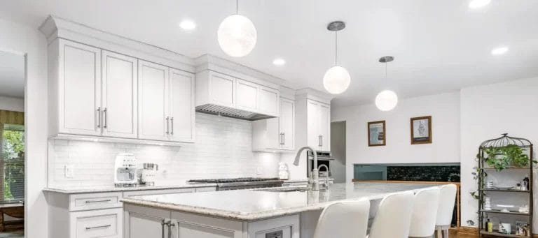 Kitchen with Island and Pendant Lighting