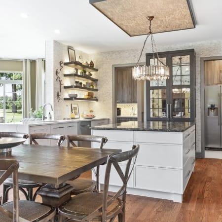 Open Concept Transitional Kitchen with Blended Finishes