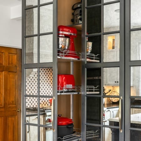 Mirrored, Pull Out Appliance Storage
