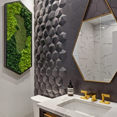 Powder Room Vanity with Gold Faucet