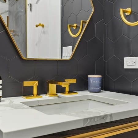 Low Profile Vanity with Gold Accents