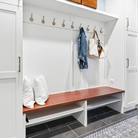 Mudroom with Shelves, Hooks and Bench