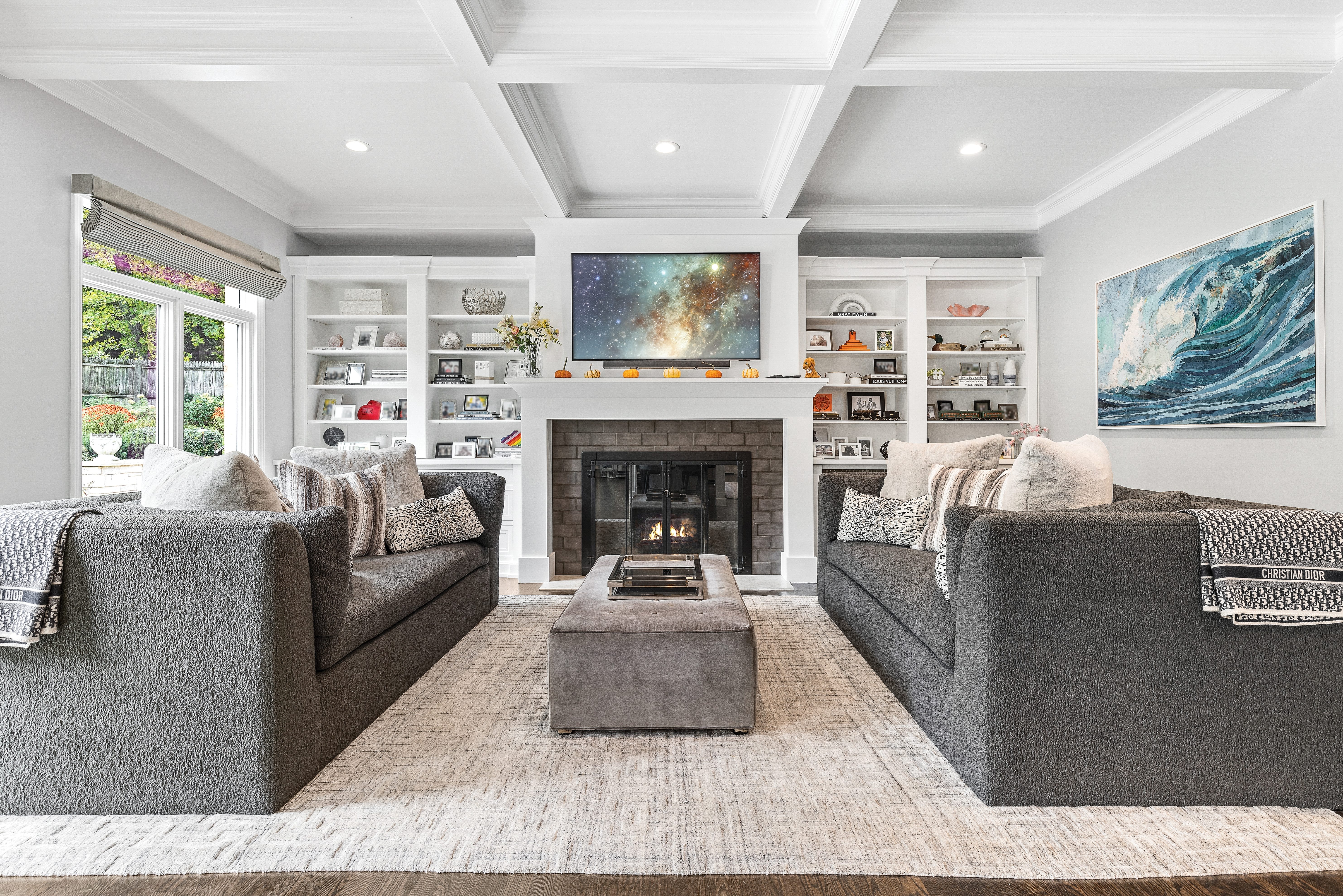 Built-In Shelving and Custom Fireplace