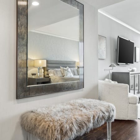 Extra Large Mirror and Recessed Canned Lighting