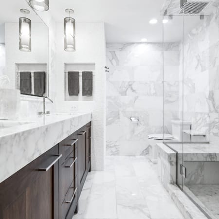 Large Panel Marble Floor and Shower Wall
