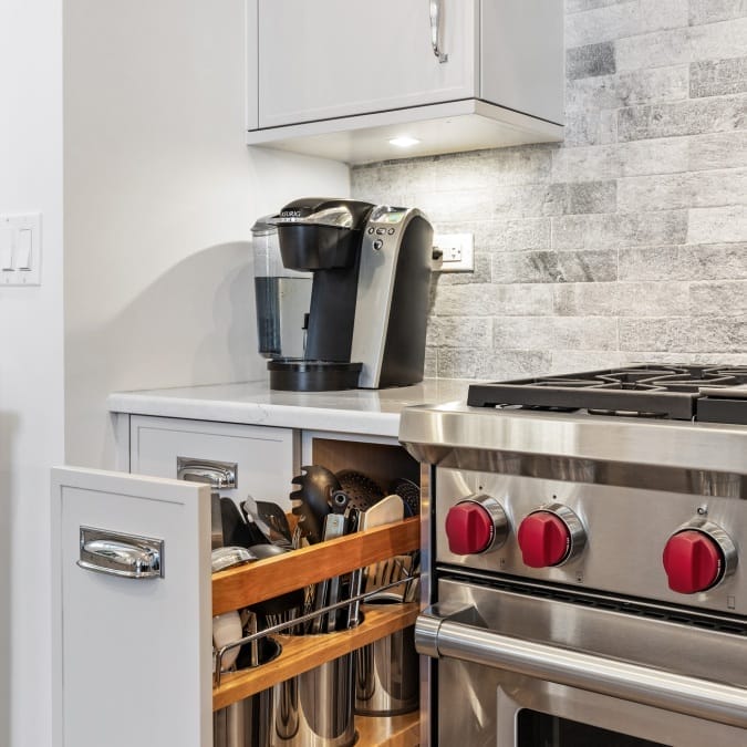 Coffee Counter with Utensil Storage