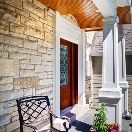 Fiberglass Door with Venter Sidelites, Blue Stone Front Porch