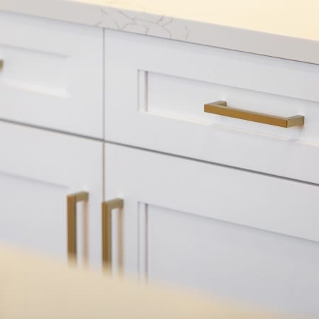 Gold Drawer Pulls on White Cabinets