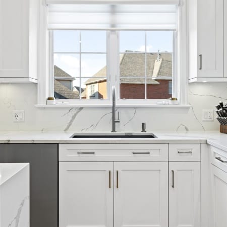 White Shaker Cabinets with Kitchen Window