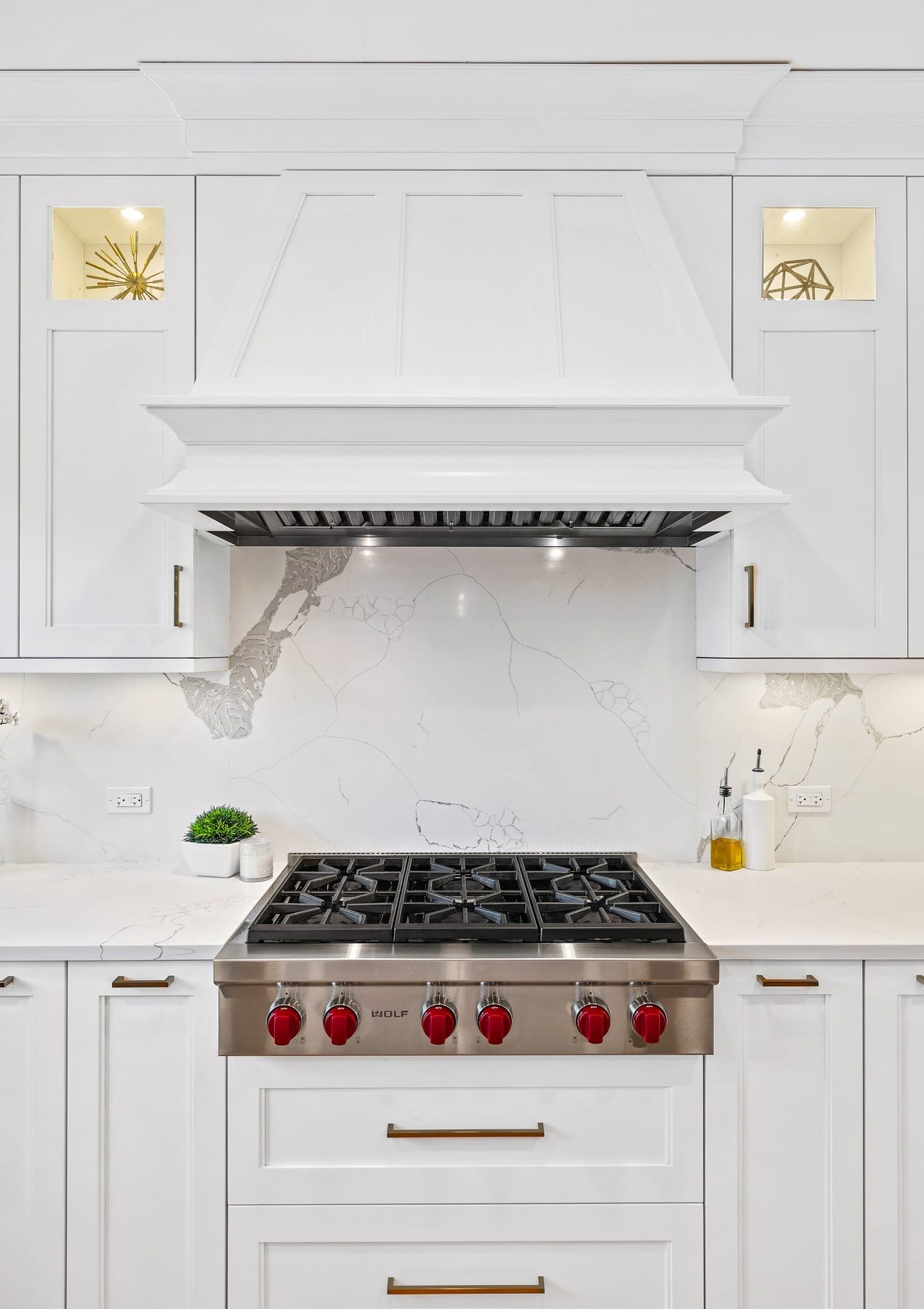 Cabinetry Style Hood with Wolf Gas Range Top