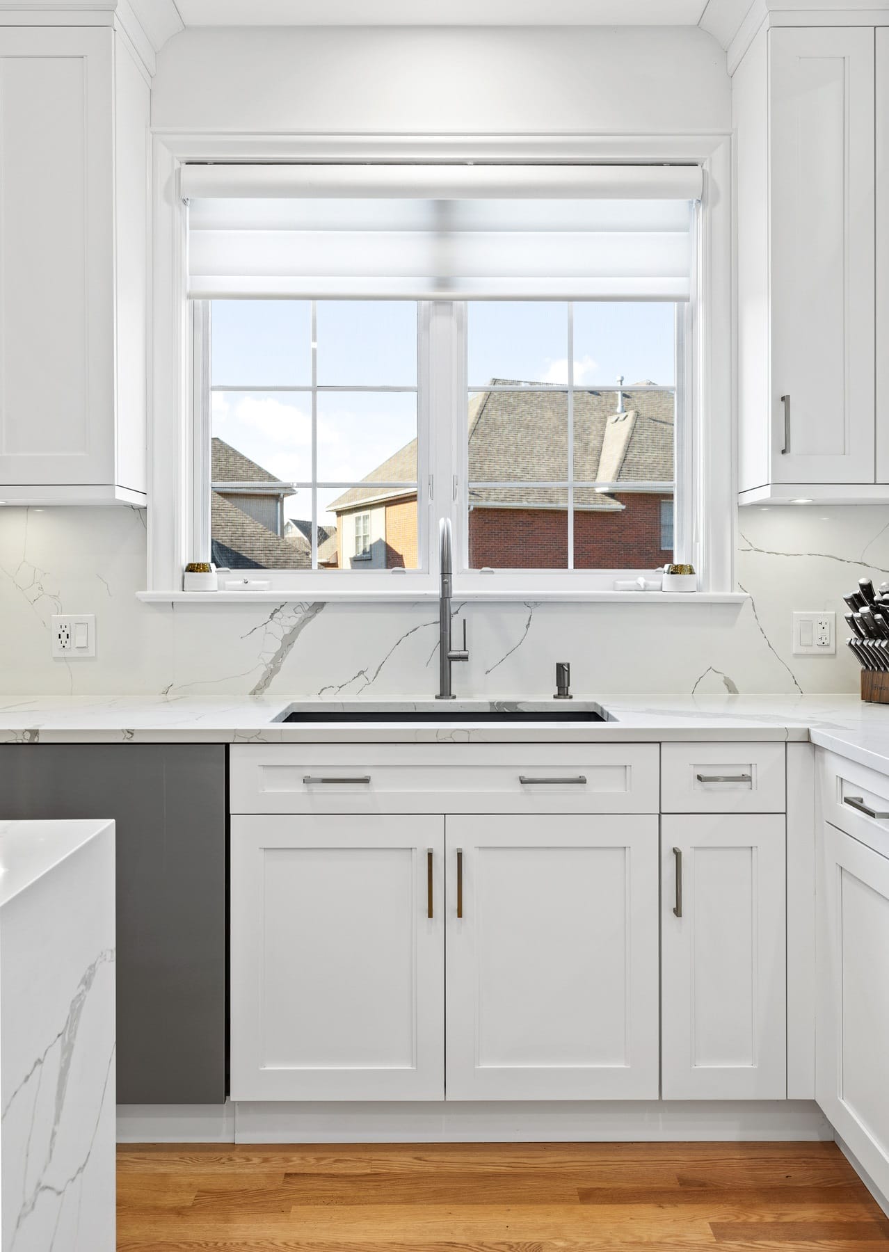 White Shaker Cabinets with Kitchen Window