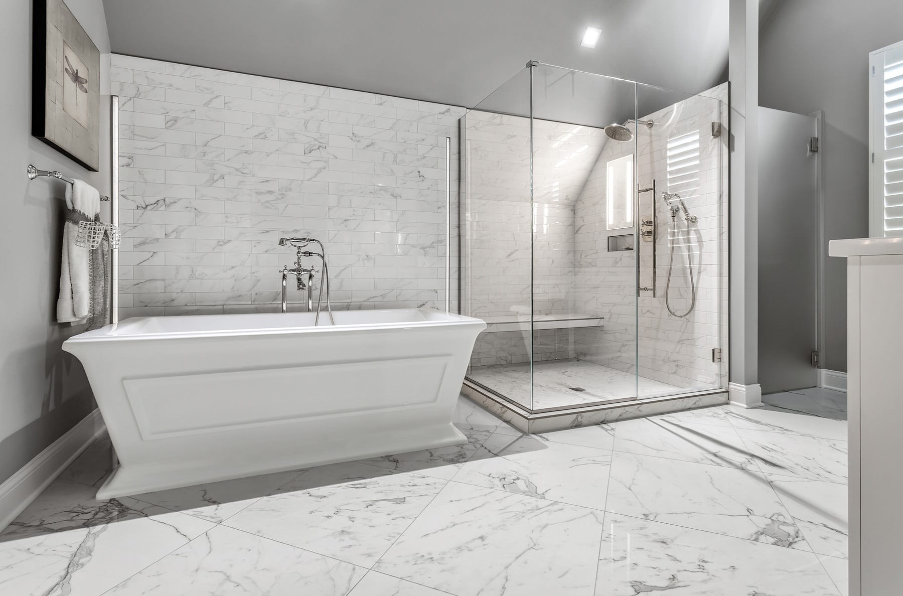 Carrara White, Large Format Tile Floor